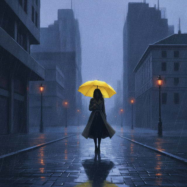 The woman with the yellow umbrella